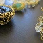 Wave Necklace: Peruvian Opals In Gold Wire..