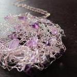 Grape Necklace: Amethysts Knitted Into Wire On A..