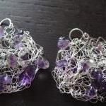 Small Grape Earrings: Knitted Wire, Amethysts And..